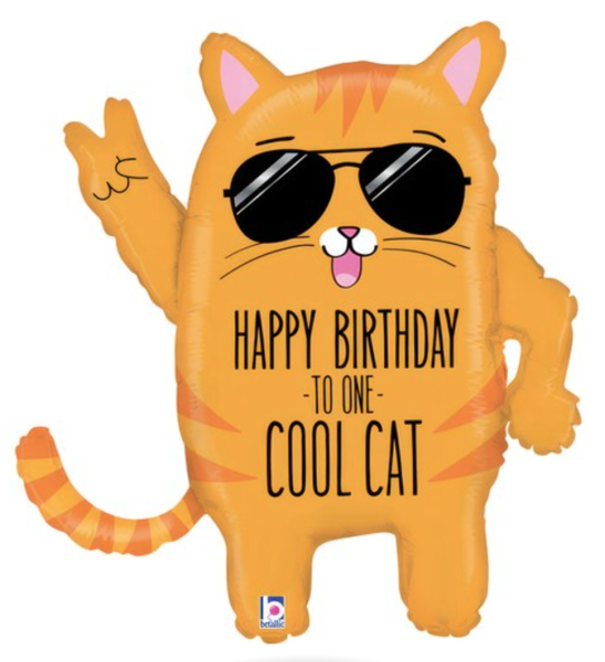 XXL Folienballon Figur - Happy Birthday to one cool cat - 86cm